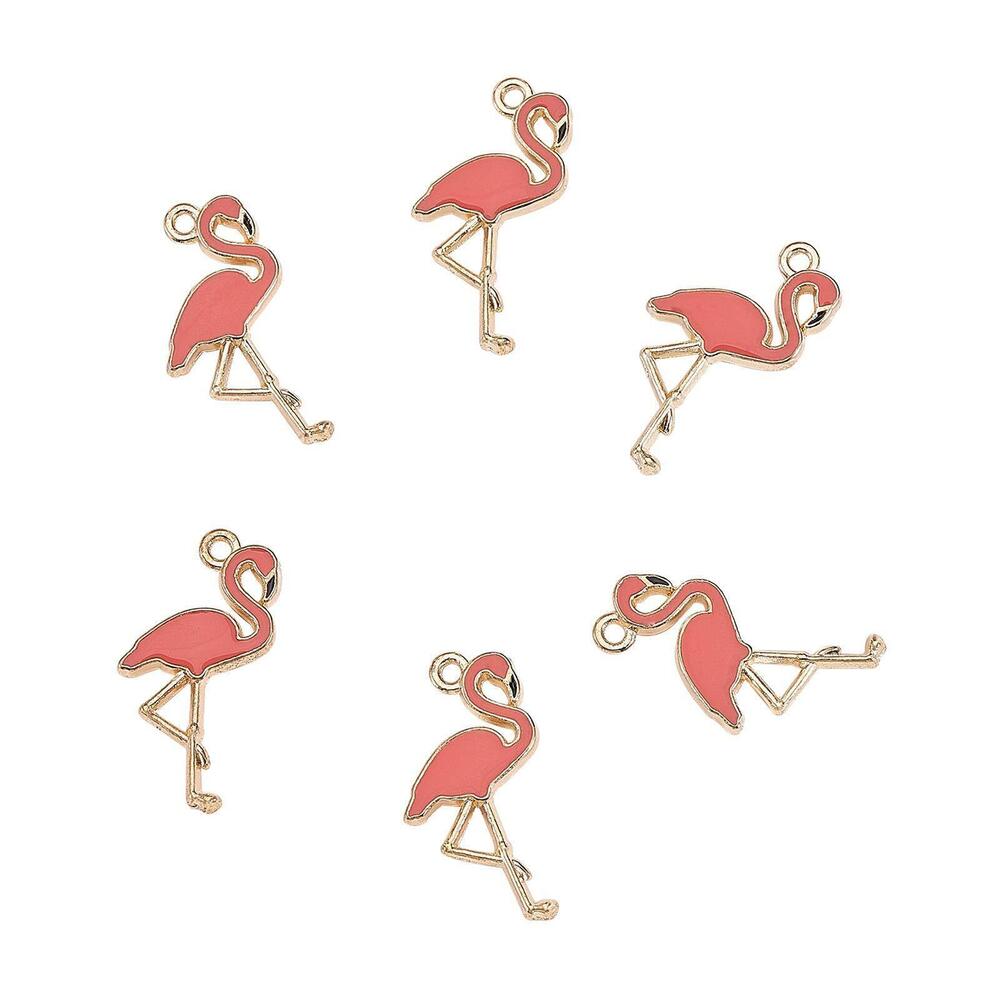 6094 100 pcs Gold Plated Color Flamingo Charms Enamel Charms for Jewelry